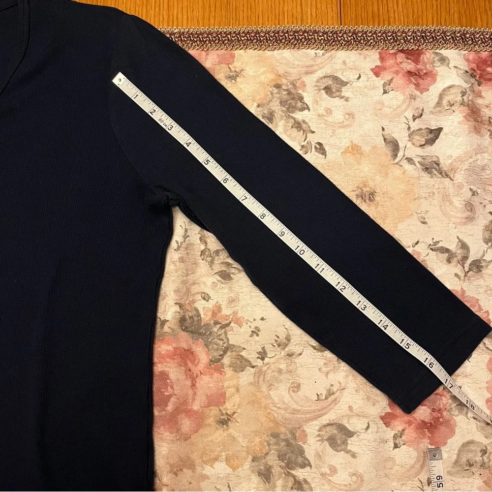 2/$30 Nautica Waffle Shirt LG Nautica Waffle Knit Shirt Top 3/4 sleeve NAVY BLUE